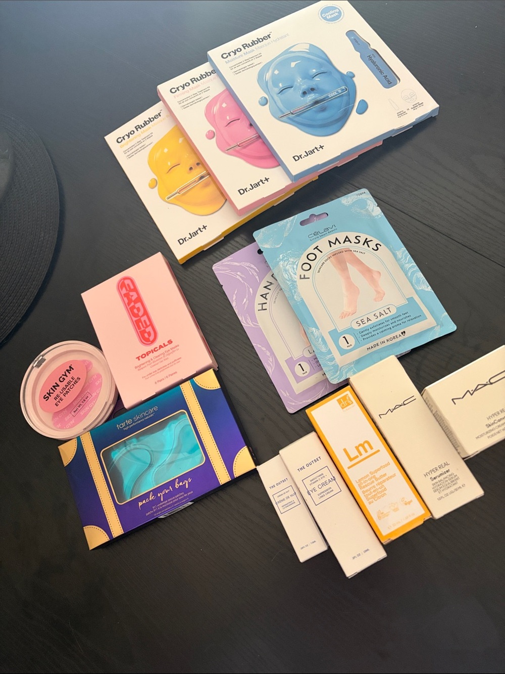 Lot of beauty products - face and eye masks